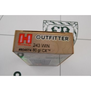 .243 Hornady Outfitter 80gr CX Lead Free - Box of 20
